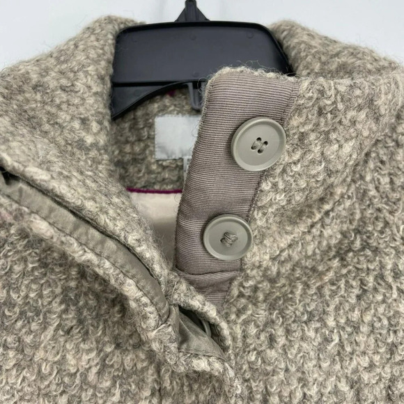 H&M Overcoat Women's Sz 4 Brown Shearling Tunic Button Up Collared Welt Pockets - Picture 6 of 12